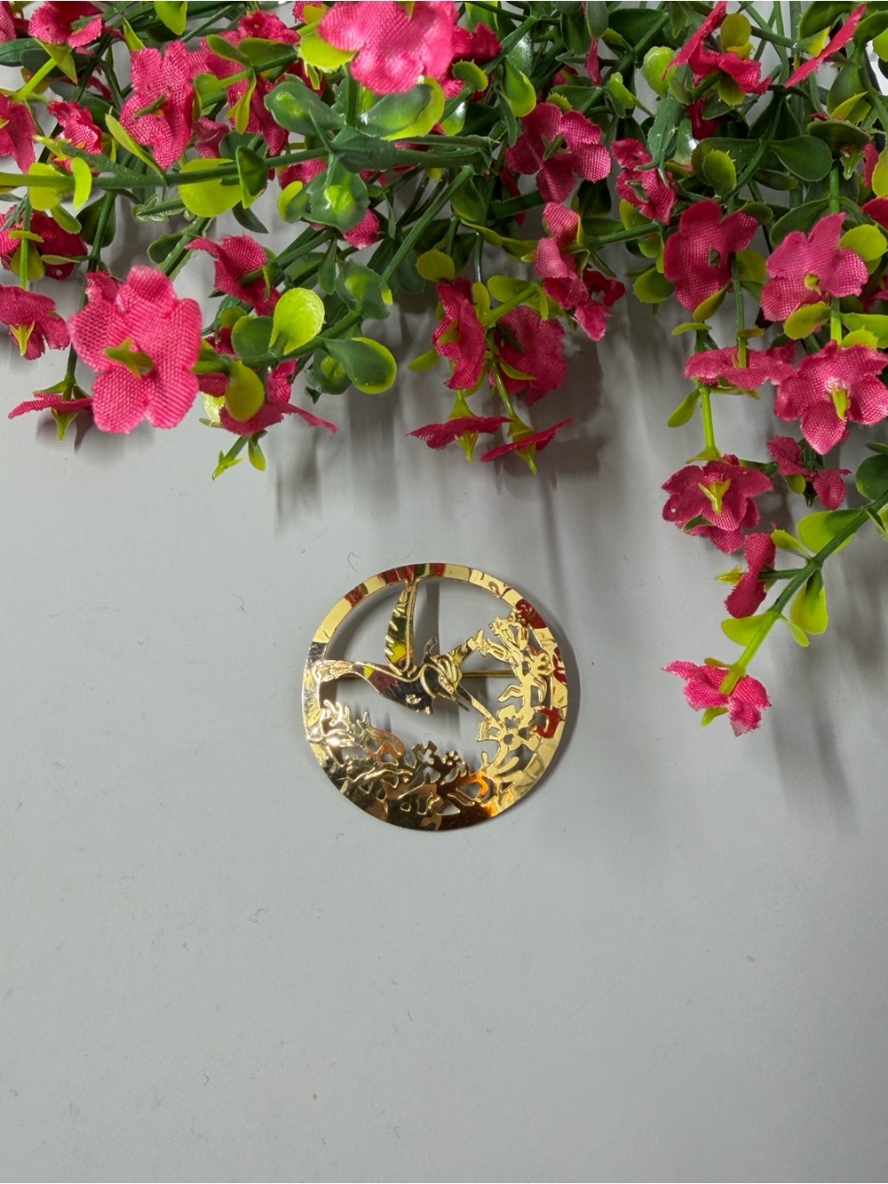 Disney Productions Pocahontas Pin Flit Hummingbird Gold Tone Vintage